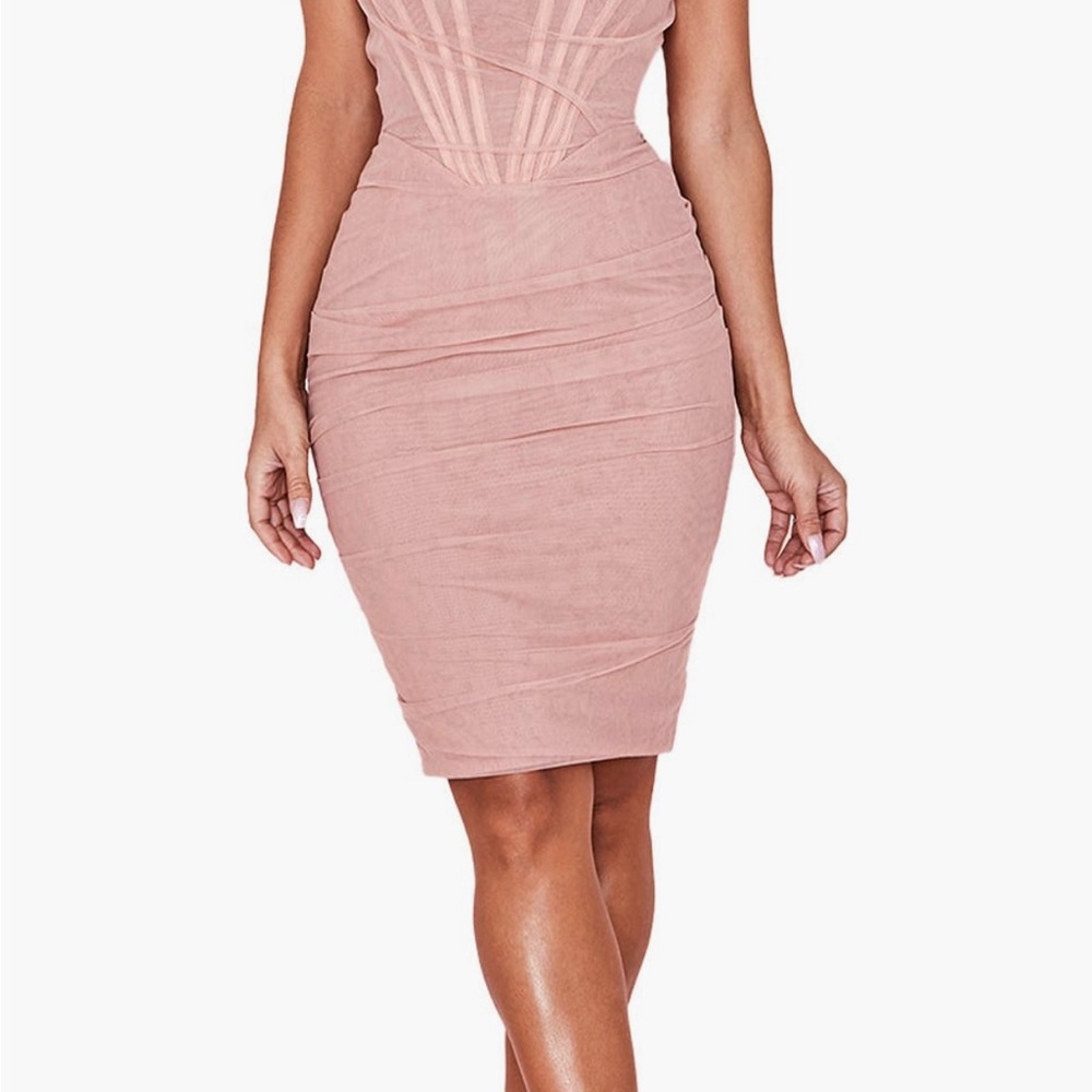 House of CB Leila Mesh Strapless Corset Dress